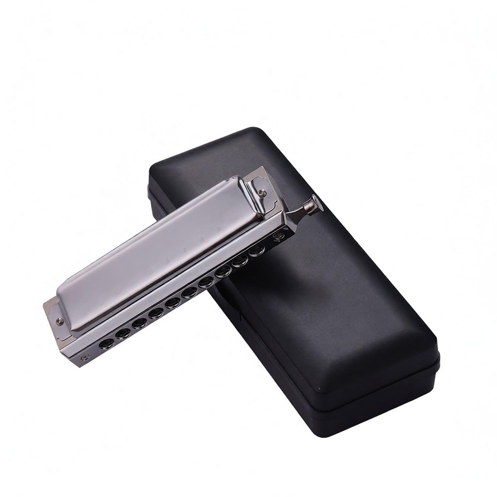 Llave de armónica cromática de C con varillas de bronce fosforado, cubierta de acero inoxidable, ideal para blues country folk jazz viene exquisita caja