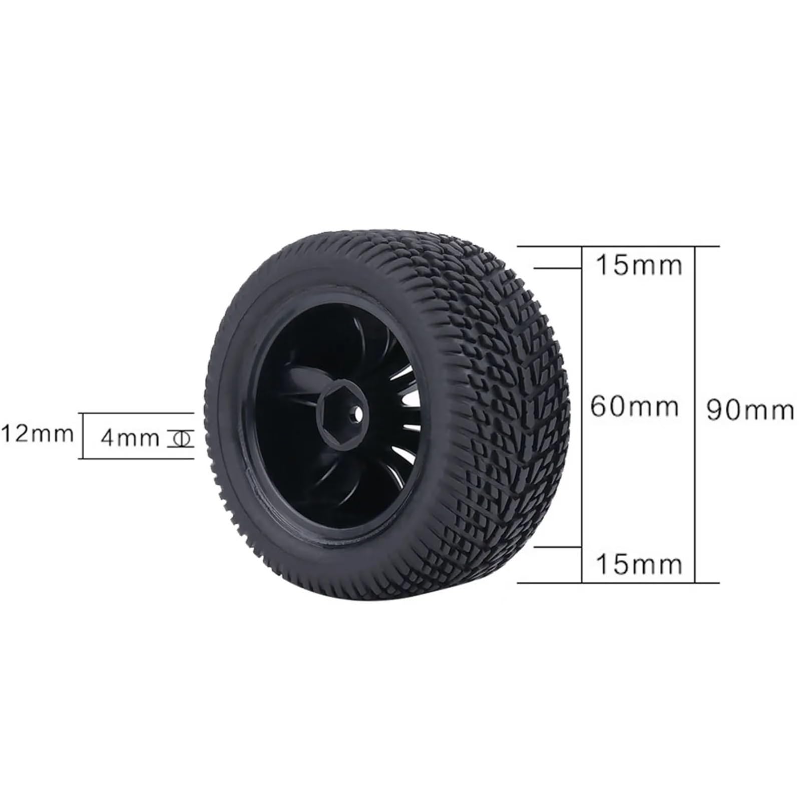 Per Racing 1:12 2 Pezzi Pneumatici Gomma Mozzi Plastica Ruota RC Modello Camion Auto Accessorio Assemblare Aggiornamento Modificato Sostituzione Sostituire Pneumatici