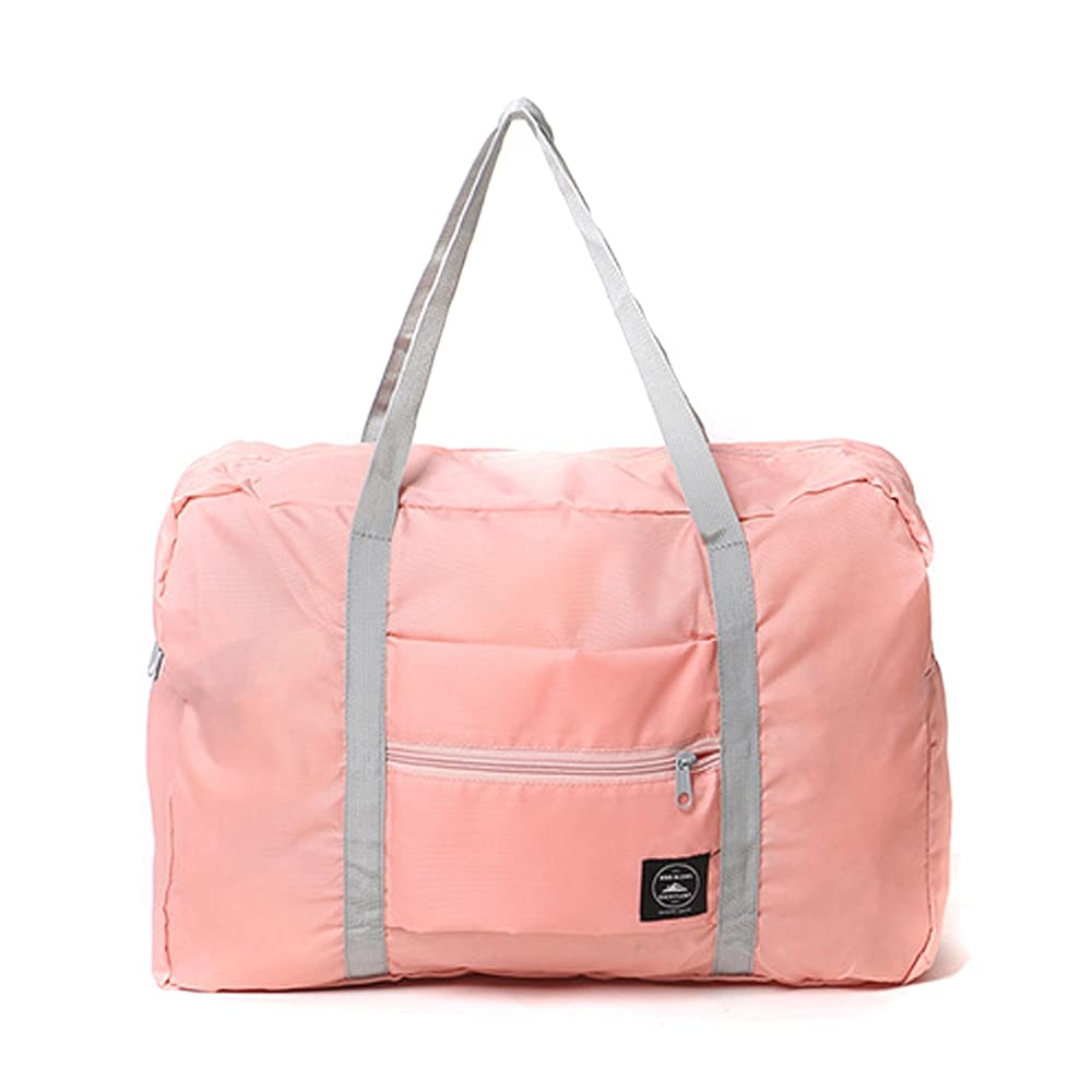 TrendegicPortable Lightweight Waterproof Folding Nylon Canvas Weekender Duffle Trolley Tote Carry Shopping Luggage Handbag (Orange)