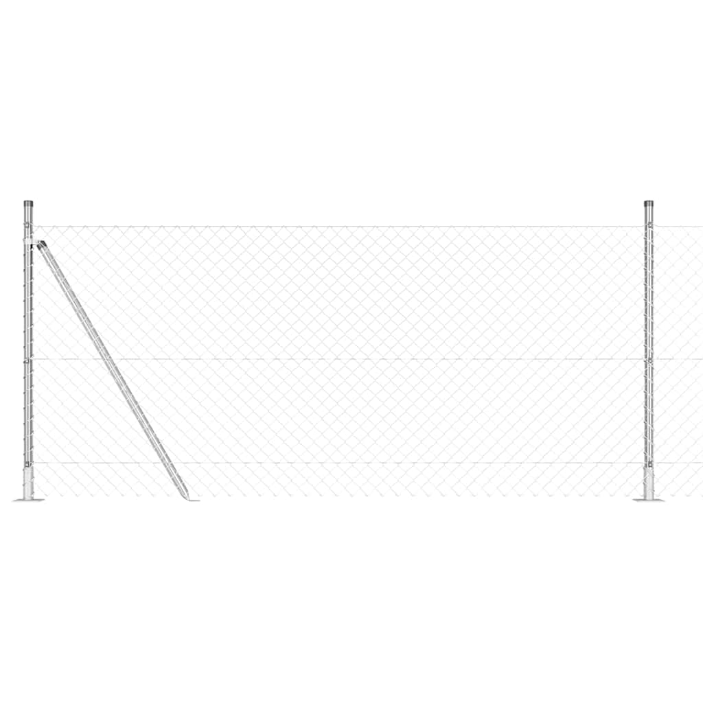Fence Post Silver 10 x 0.8 m Garden Steel Fence Panel 40 x 40 mm Mesh Outdoor Barrier for Terrace Lawn Security with Corrosion Resistant Coating