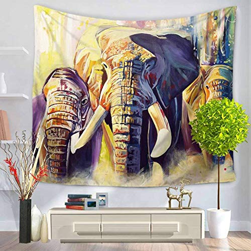 YYZCM Tapisserie Multicolore Tapisserie Murale Éléphant Animal tentures murales, Tapis de Yoga Hippie/couvre-lits-S/95x73cm Cover