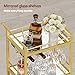 TUTOTAK Bar Cart, Home Bar Serving Cart with 3-Tier Mirrored Shelf, Wine Cart, Mobile Kitchen Shelf, Gold BC01BB034