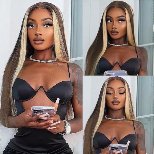 Joedir 13x4 Straight Lace Frontal Wigs for Black Women Synthetic Light Yaki Straight Glueless Wigs with Pre-plucked Baby Hairs