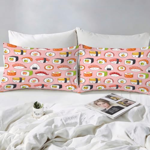 Housse de couette 140x200 beaux sushis parure de lit nourriture mignonne 1 personne - 4