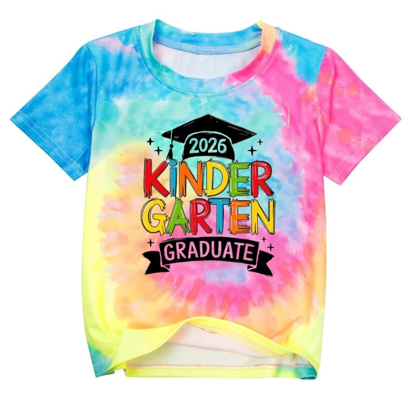 UNIQUEONE Kindergarten Graduation Shirt Kids - Out Kindergarten Tee Girls 2026 Last Day of School Short Sleeve Top