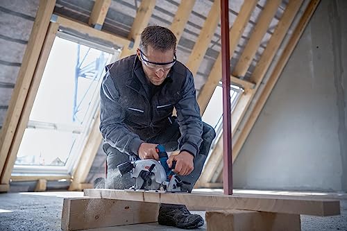 Bosch Professional 18V System scie circulaire sans-fil GKS 18V 57-2 L (lame du côté gauche, moteur sans charbon, capacité de coupe 57 mm à 90°, avec 1 lame de scie circulaire)