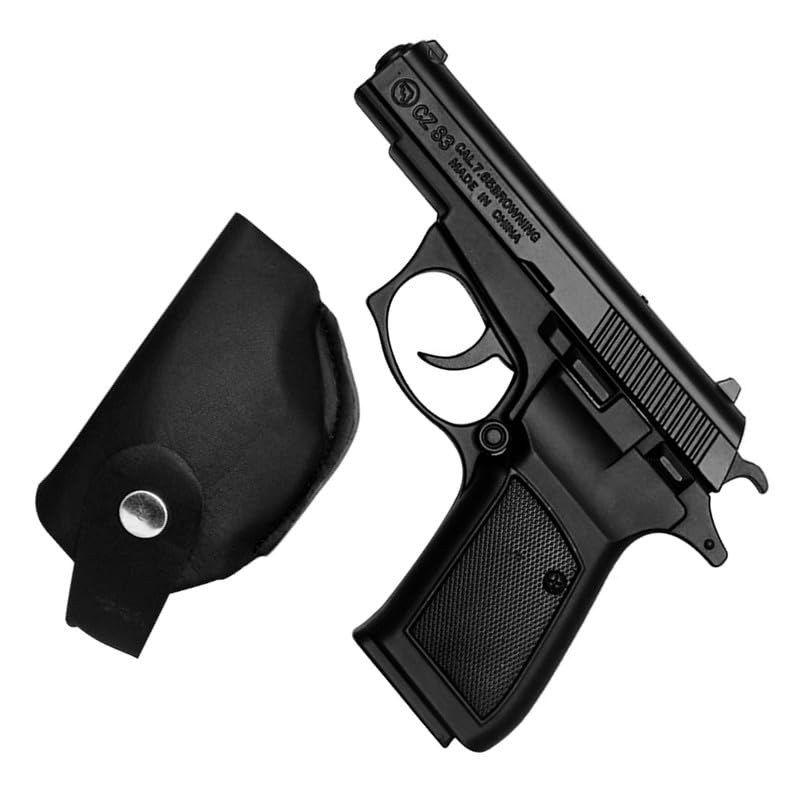 Image of Heavy Metal Gun Pistol Shaped with Barrel Pull Back System and Holster Pocket Lighter