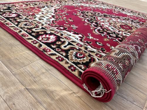 Image of TTC THREAD & TEXTURE CARPET Traditional Comfort: Power-Loomed Carpets for Living Room- Every Space Area Rug Color Red Size 8x11 Feet (240x320cm)