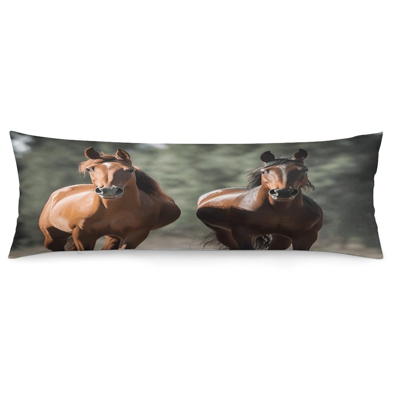 Animales Horses Pillowcase Long Body Pillow Cover Soft Decorative Body Pillow Case Breathable Large Pillowcase Cute Cozy Pillow Protector for Bed Sofa Couch Room 18.9 X 53 Inch