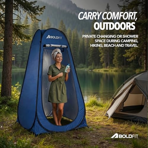 Image of Boldfit Instant Pop-Up Privacy Tent for Camping & Travel, Waterproof Portable Changing Room, Shower & Toilet Tent with UV Protection, Foldable Outdoor Shelter for Beach, Hiking & Camping Use