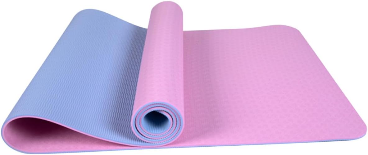 Tpe Yoga Mat Non-slip Exercise Mat for Fitness Hot Yoga Aerobics with Joint Support in Pink and Blue