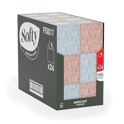 Softy Simple Soft Box Facial Tissues - Gentle & Delicate Bulk Buy 1680 Tissues (24 x 70)