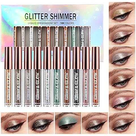 10 Pcs LANGMANNI Liquid Glitter Eyeshadow Set Cover