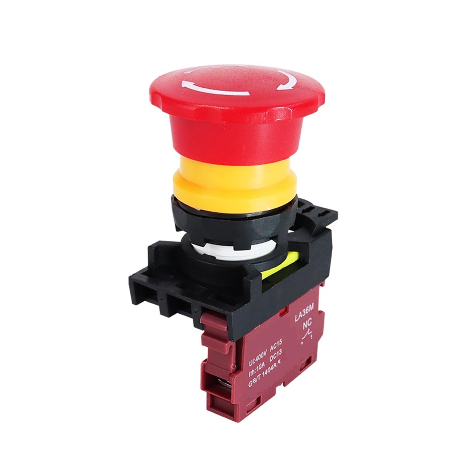 Interrupteur d'arrêt d'urgence 22mm avec double contact NF pour coupure immédiate