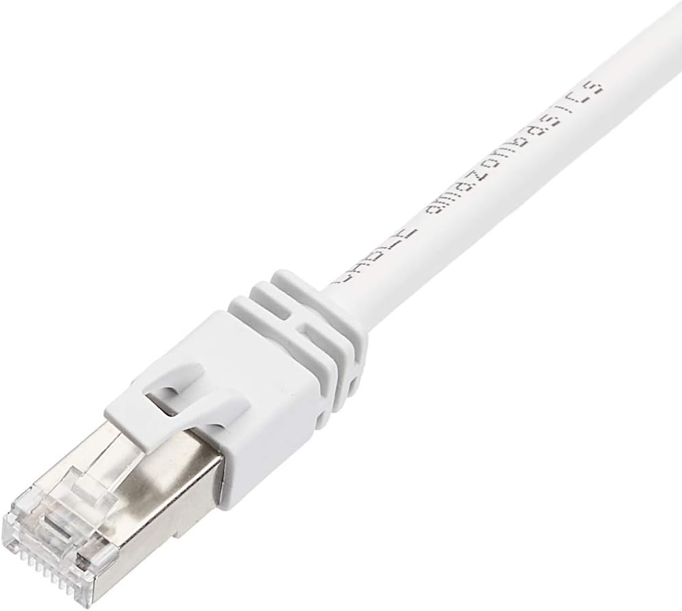 Amazon Basics RJ45 Cat 7 High-Speed Gigabit Ethernet Patch Internet Cable, 10Gbps, 600MHz - White, 10-Foot (3M)