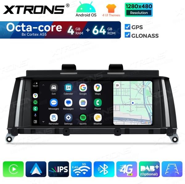 XTRONS QDB80X3NB display showing Android Auto interface with various app icons