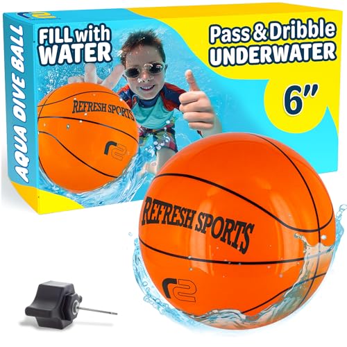 Aqua Dive Pool Ball Basketball – Water Pool Toy for Kids Ages 4-12 – Dribble, Pass & Shoot Underwater – Great Outdoor Beach Toy for Summer Fun – 6 Water Game for Boys & Girls Ages 5 6 7 8 9 10 11 12+