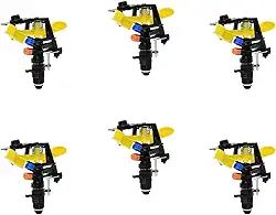 Aspersor De Impulso Setorial Irrigador De Impacto Para Jardim Kit 6 Plantação Lavoura Ajustável Giratório Circulo Cheio