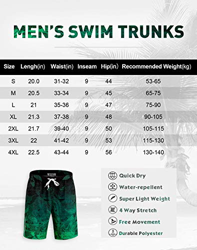 APTRO Bermuda de banho masculina de secagem rápida com bolsos e shorts de praia, Gradient-green, Med
