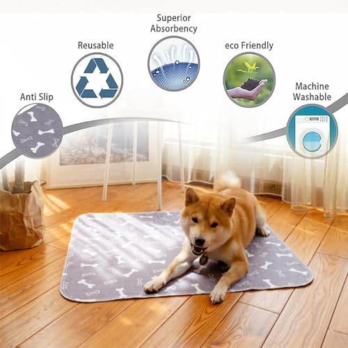 Image of Puppy Pee Pads with Pheromones, Washable Puppy Training Pads for Dogs Reusable Puppy Potty Pads for Dogs and Cats(with Pet Hair Removal Gloves)
