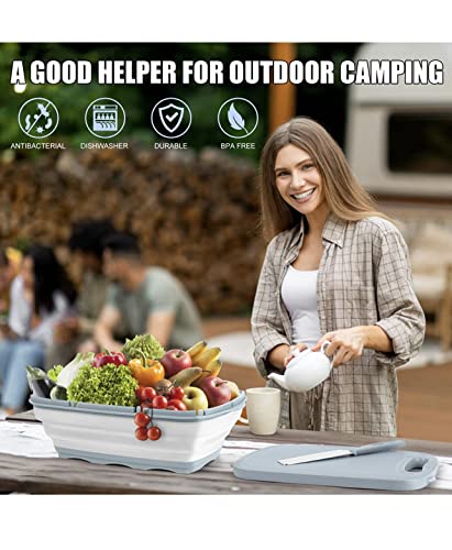 Collapsible Cutting Board 2023 Multi Functional Cutting Board Cut Meat, Fruits, Vegetables 9 In 1 Cutting Board Makes Life Easy Storage Container This Board Kitchen, Indoor & Outdoor, Rv (Baby Pink) #TOP6