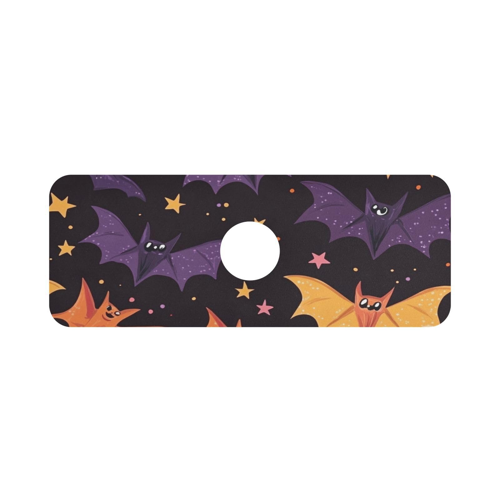 Colored Halloween Bats and Stars Kitchen Sink Splash Guard Faucet Mat Diatomite Absorbent Pad for Bathroom RV 14.7x5.4in 1PCS water