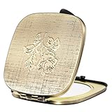 Travel Small Compact 1X/2X Mirror - Handheld, Foldable, Lightweight - Mini Pocket Magnifier for Wallet - Square 3.0 inches x 2.8 inches (Ancient Bronze)