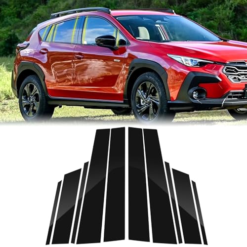 Pillar Posts Trim Kit Anti Scratch B Pillar Molding Glossy Black Cover Stickers Center Window Outer Pillar Post Panel Covers Fit for Subaru Crosstrek 2022-2024