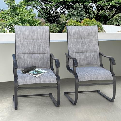 Nuu Garden DS006 Patio Dining Chairs Set Of 2, All Weather Outdoor Padded Textilene Patio Chairs, Breathable Spring Motion Textile High Back Outdoor Dining Chairs thumb #5