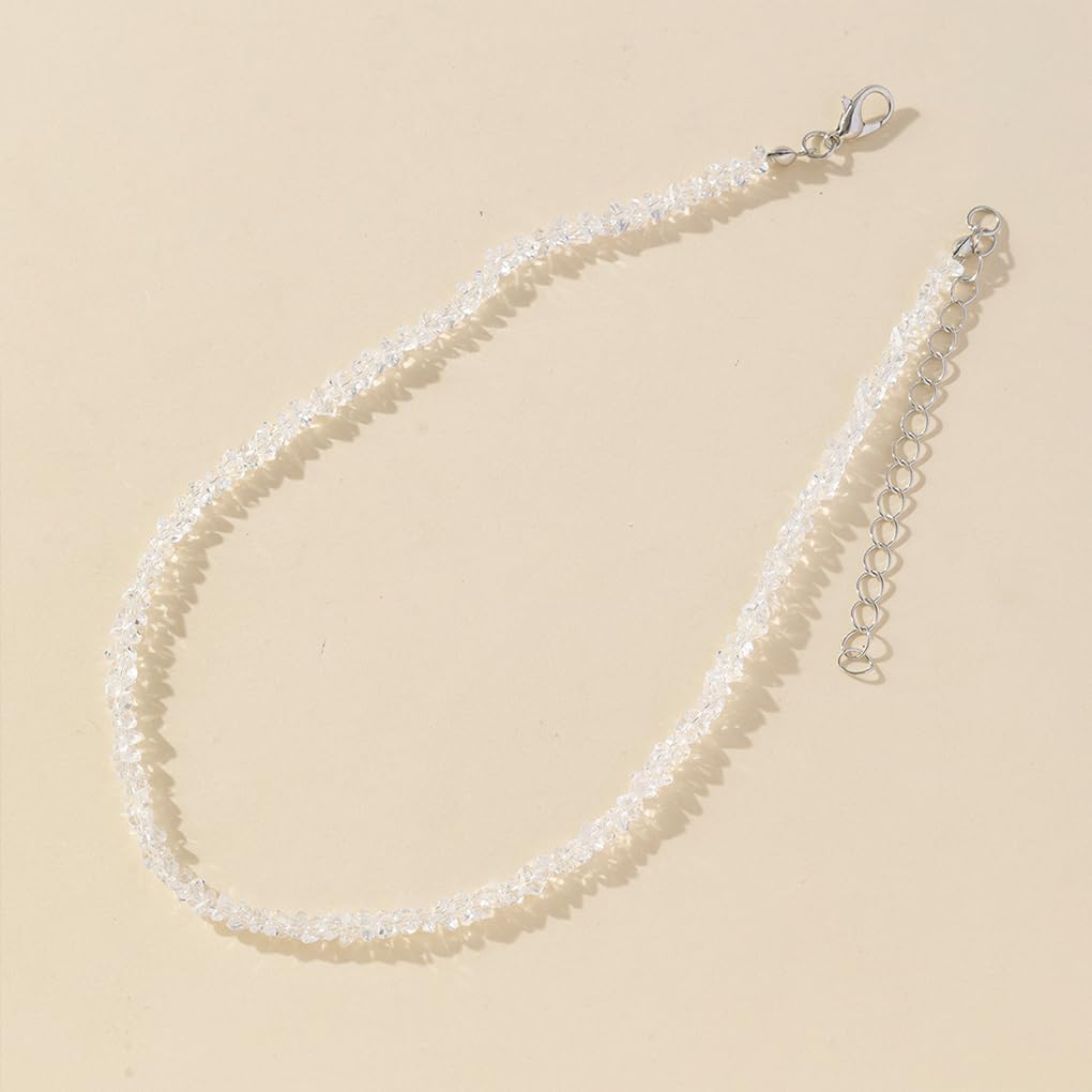 GIGB PBDK Shiny Transparent Tiny Crystal Beaded Choker Necklace, Dainty Simple Daily Boho Colorful Collar Necklace, Unique Handmade Jewelry Gift for Women - Image 6