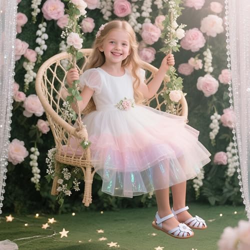 Image of Flaryzone Girls Sandals Closed Toe Summer Flats Dress Sandals Shoes Toddler /Little Kid