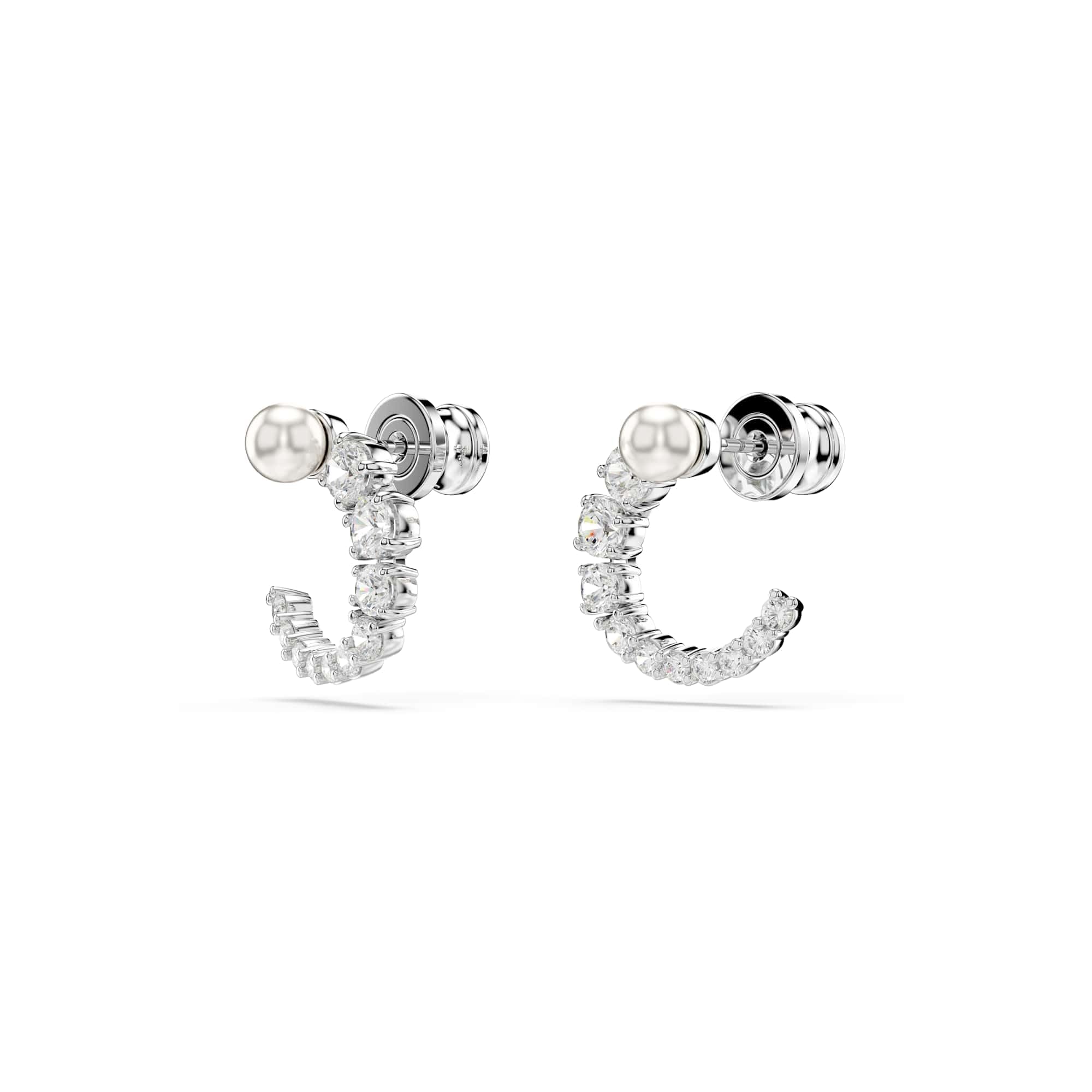 Swarovski Matrix Colección pendientes de aro, perla de cristal, talla redonda