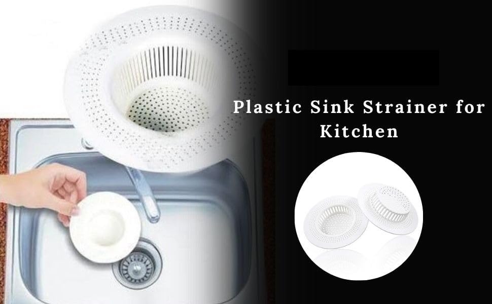 Image of Kitchen Strainers (Plastic, 2pc), Kitchen Sink Jali Waste Filter Cup Sink mesh, Plastic Drain Basin Basket Filter Cup Drainer Sink Jali |