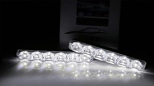 Miniatura 8 de iJDMTOY (2) luces LED de circulación diurna para autos, 6000 K blanco frio, 6 luces LED, con calce universal
