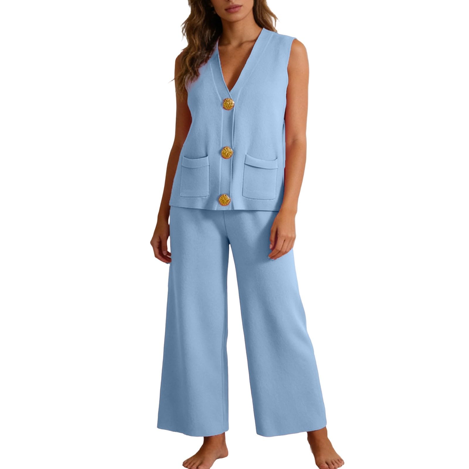 Ensemble débardeur sans manches ample et pantalon large fluide