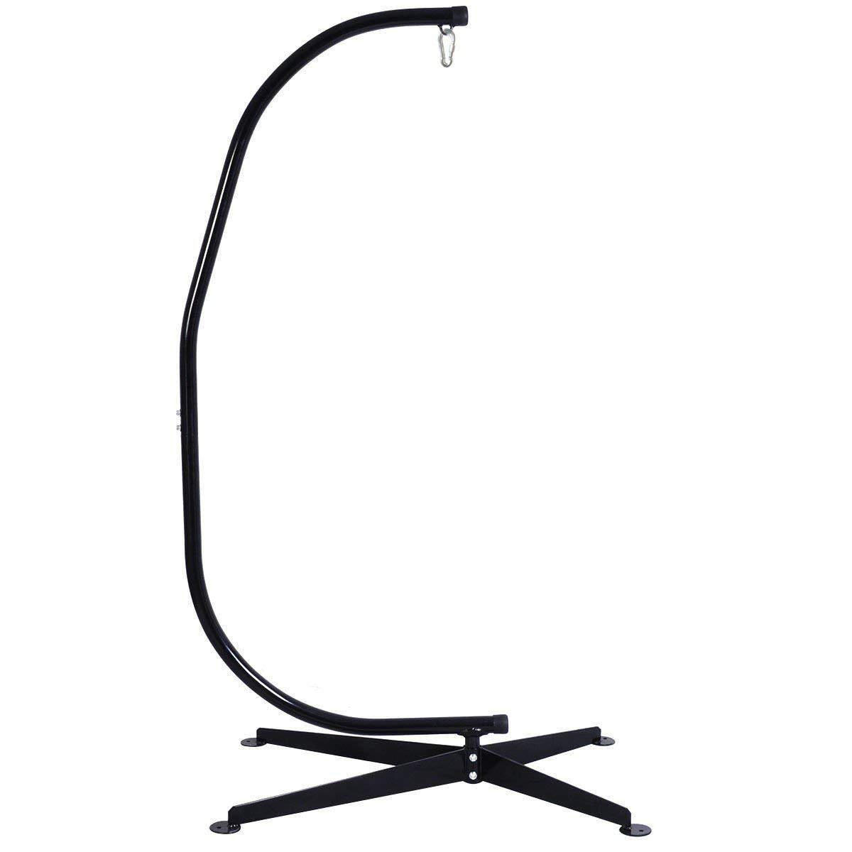 RELAX4LIFE Support Fauteuil Suspendu Pied de Hamac en Acier Robuste Revêtu en Noir Capacité Max 150KG Dimension 112x79x205CM
