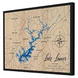 Personalized 3D Lake Lanier Wood Map - Lake Depth Map Art - 7-Layer Handcraft Nautical Decor - Rustic Wall Art for Lake House, Cabin - Gifts for 5th Anniversary, Father’s Day, Christmas, Housewarming