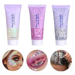 3 Colors Face Glitter,Body Glitter,Holographic Cosmetic Laser Powder Festival Glitter Makeup for Women,Singer Concerts Music Festival Rave Accessories (White+Pink+Silver)