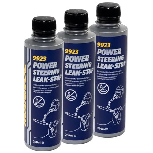 Mannol HTE - Central Hydraulic Fluid 8990, Power Steering Fluid 8980, and Power Steering Leak-Stop 9923 – Complete Hydraulic and Steering System Maintenance Set (9923 Power Steering Leak-Stop 250 ml)