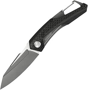 Kershaw Reverb (1220) Lightweight Folding Pocket Knife with 2.5 In. 8Cr13MoV Stainless Steel Blade; Features Carabiner Clip, Frame Lock, and Single Position Extra Deep Carry Pocket Clip; 1.6 oz.