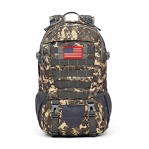 Yuanhees Mochila camuflada para meninos, meninos adolescentes para escola, mochila pequena Tactica para uso ao ar livre, com porta de carregamento USB, 40 L, B-acu, 30L, Mochilas Daypack