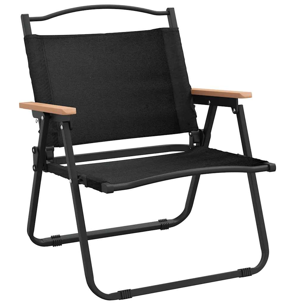 Campingstühle 2 Stück Schwarz 54x43x59 cm Oxford-Gewebe, Klappbar und Leicht, mit Armlehne und Rückenlehne, Wetterfest für Garten, Balkon, Terrasse, Outdoor und Camping