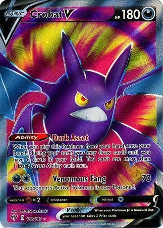 Amazon.com: Pokemon - Crobat V 182/189 - Darkness Ablaze - Full Art Holo -  Single Card
