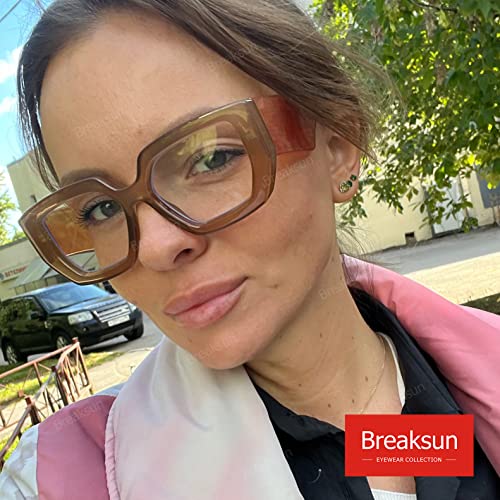 Image of Breaksun Thick Frame Blue Light Glasses for Women Men Fashion Oversized Square Computer Gaming Eyeglasses
