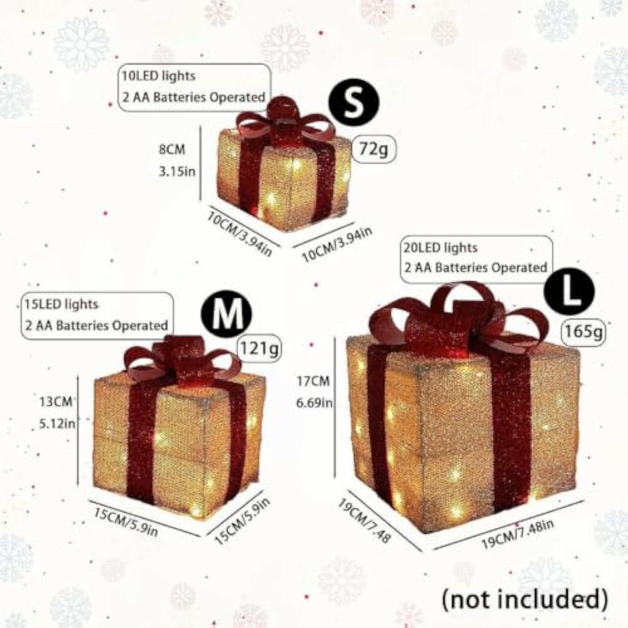 3X Christmas Decorations Holiday Xmas Boxes