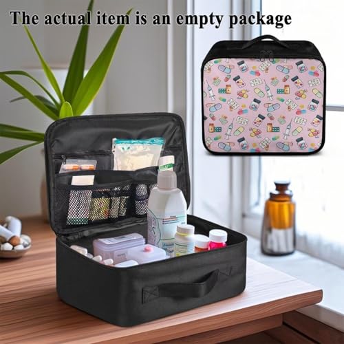 Image of Gomyblomy Pink First Aid Kit Empty Emergency First Aid Kit Bag for Cars Home Travel Medium Medicine Bag Portable Medical Supplies Organizer Pouch for Hiking Camping Outdoors