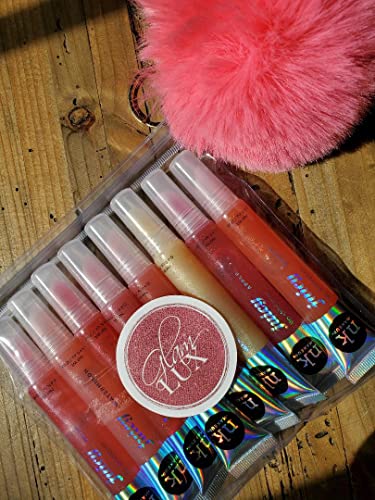 Glam Lux Nicka K Juicy Lip Shimmer Lip Gloss Set Of 8 & Keychain Gifts For Aunts, Women, Girls, Teens, Moms #TOP2