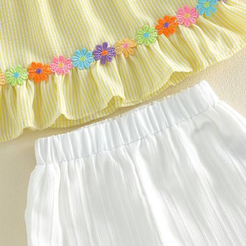 Image of Little Toddler Kids Girl Clothes Set 1-8 Years Summer Outfits Solid Color Tank Tops & Shorts