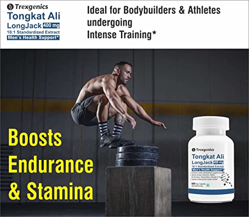 Image of Trexgenics TONGKAT ALI LONGJACK 10:1 extract 400 mg Premium Men's Health Energy, Endurance, Athletic Performance Support (60 Veg. Capsules) (Pack of 3)