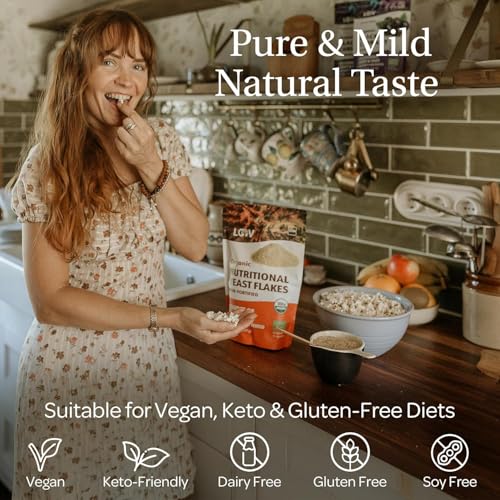 Image of LOOV Organic Non-Fortified Nutritional Yeast Flakes - Vegan, Gluten Free, Non-GMO Unfortified Nooch - Good Source of Natural B-Vitamins - No Added Salt or Sugar - Resealable Bag, 16 Ounces (454 Grams)